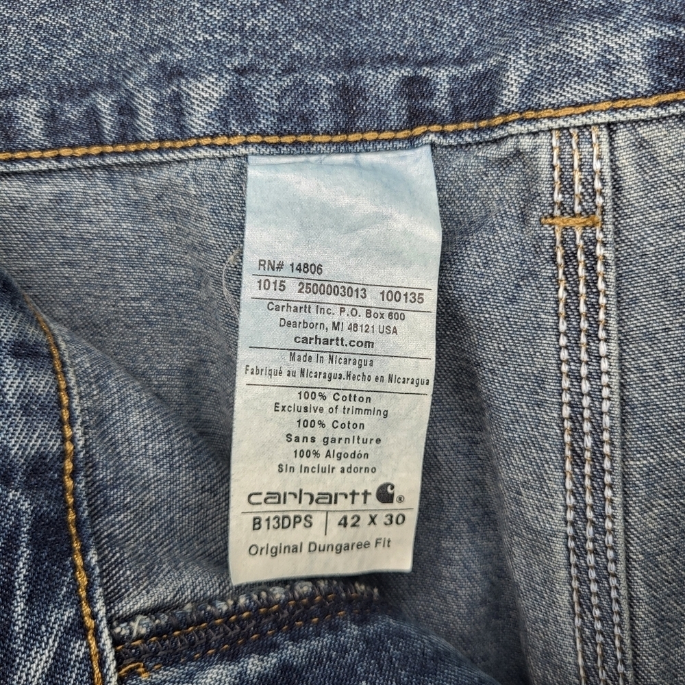 Carhartt NWT Work Fit Men's Blue Denim Carpenter Jeans Size 42x30 - Picture 8 of 8